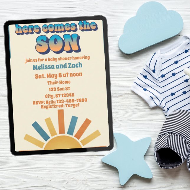 Här kommer SON, Boho Sun Baby Shower Inbjudningar (Skapare uppladdad)