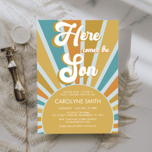Här kommer Son Boho Sunshine Baby Shower Inbjudningar