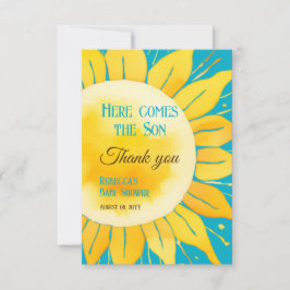 Här kommer Son Boy Blue Sunshine Baby Shower Tack Kort
