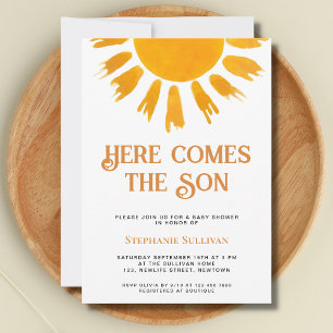 Här kommer Son Boys Baby Shower Inbjudningar