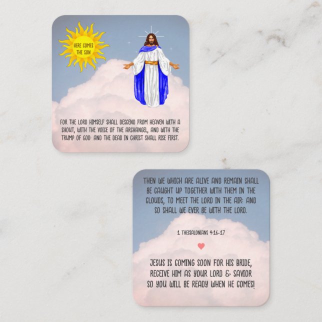 Här kommer Son Card Fyrkantigt Visitkort (Fram/baksida)