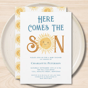 Här kommer Son Cute Baby Shower Inbjudningar