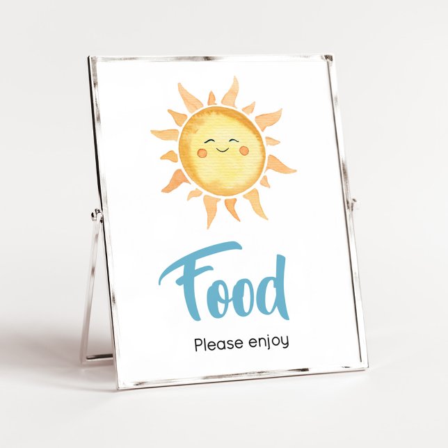 Här kommer Son Cute Sol Baby Shower Food Poster (Sunshine Here Comes the Son Baby Shower Food Sign)