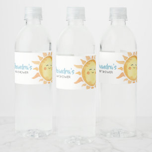 Här kommer Son Cute Sol Baby Shower Vattenflaskor Etikett