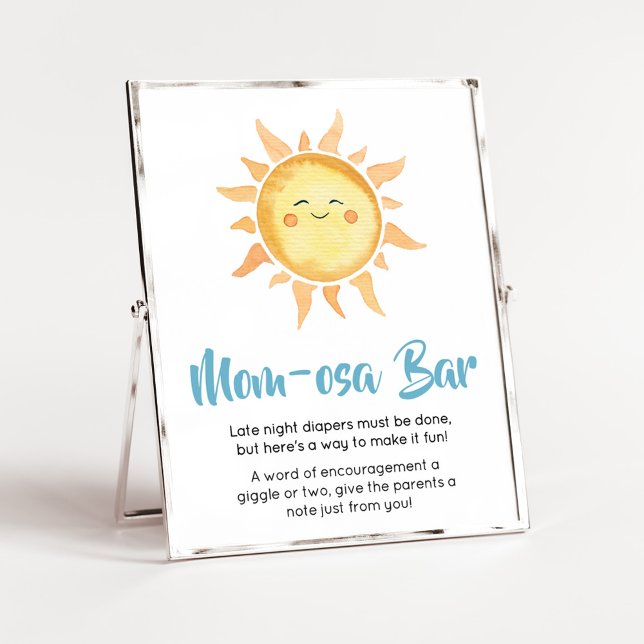 Här kommer Son Cute Sol Mamma Osa Pub Poster (Sunshine Here Comes the Son Baby Shower Mom Osa Bar Sign)