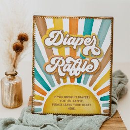 Här kommer Son Diaper Raffle Baby Shower-skylten Poster