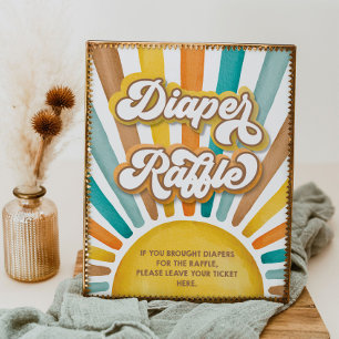 Här kommer Son Diaper Raffle Baby Shower-skylten Poster
