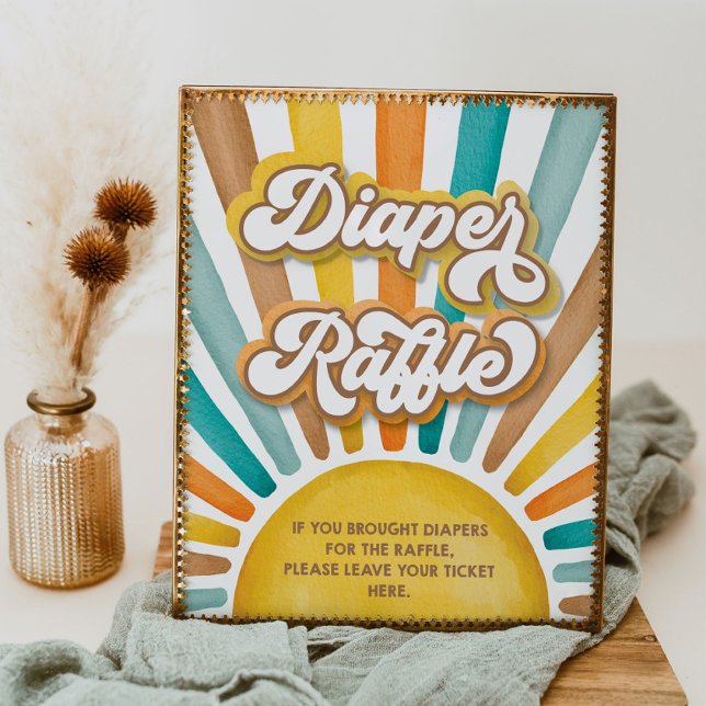 Här kommer Son Diaper Raffle Baby Shower-skylten Poster (Skapare uppladdad)