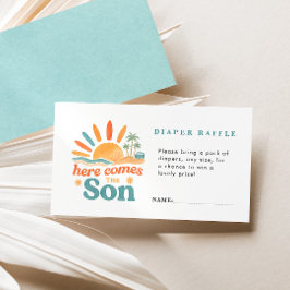 Här kommer Son Diaper Raffle Baby Shower Tilläggskort