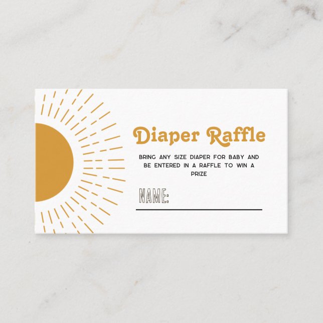 Här kommer Son Diaper Raffle-kort Visitkort (Framsida)
