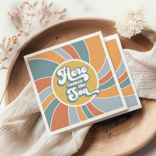 Här kommer Son Groovy Retro Sol Baby Shower Pappersservett