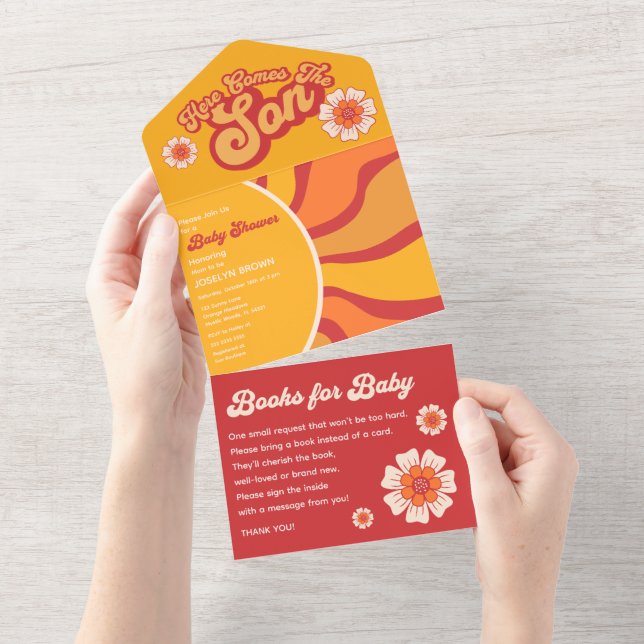 Här kommer Son Groovy Sunshine Baby Boy Shower (Avrivbar del)