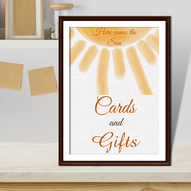 Här kommer Son Gult Sunshine Baby Shower-favoriter Poster (Skapare uppladdad)
