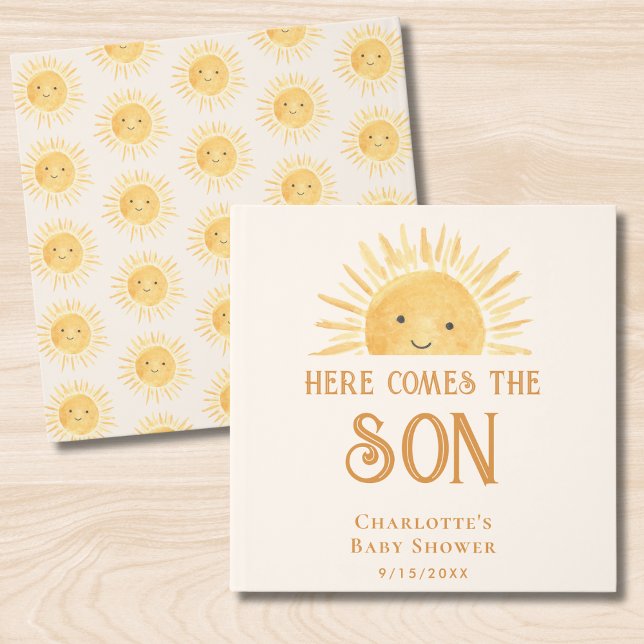 Här kommer Son Gult Sunshine Baby Shower Gästböcker (Skapare uppladdad)