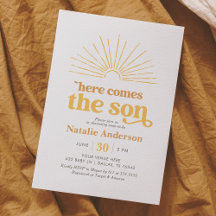 Här kommer Son Gult Sunshine Baby Shower