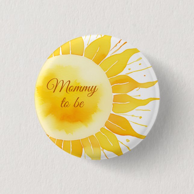 Här kommer Son Gult Sunshine Baby Shower Knapp (Framsida)