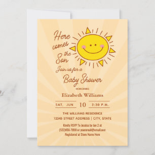 Här kommer Son Little Sunshine Boy Shower Inbjudningar