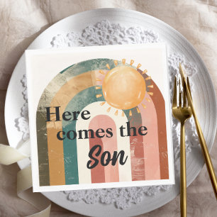 Här kommer Son Masculine Rainbow Baby Shower Pappersservett