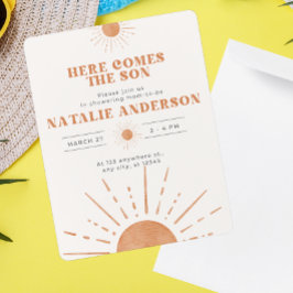 Här kommer Son Orange Sunshine Baby Shower Inbjudningar