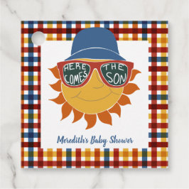 Här kommer Son Play Pojke Shower Gåvor Etiketter