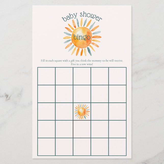 Här kommer Son Pojke Shower Bingo Game (Framsida)