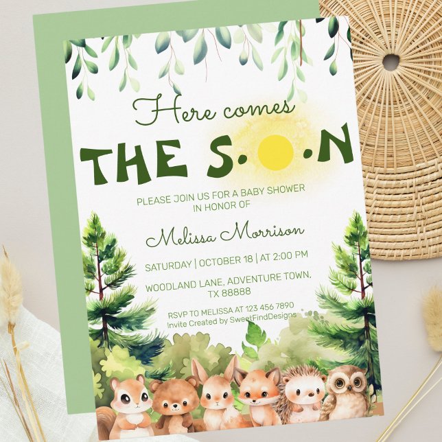 Här kommer Son Pojke Shower Inbjudningar (Here Comes The Son Baby Boy Shower Invitation)