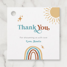 Här kommer Son Retro Boho Boy Shower Gåvor Etiketter