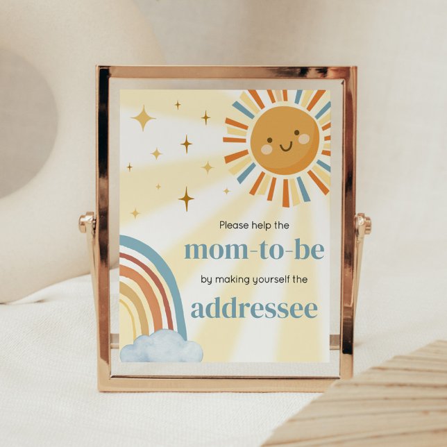 Här kommer Son Retro Sunshine Kuvert Station Poster (Retro Here Comes the Son Baby Shower Envelope Station Sign)
