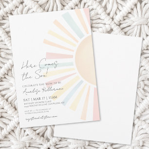 Här kommer Son Simple Sol Baby Shower Inbjudningar