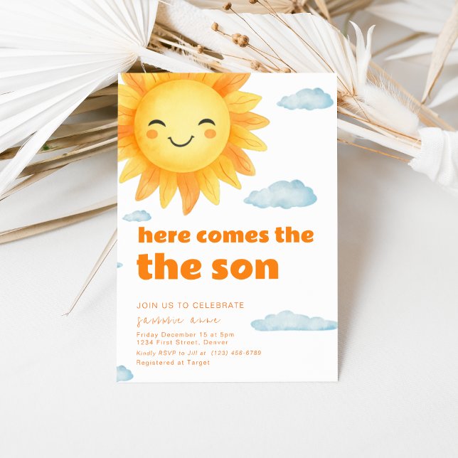 Här kommer Son Sol Theme Baby Shower Inbjudningar (Skapare uppladdad)