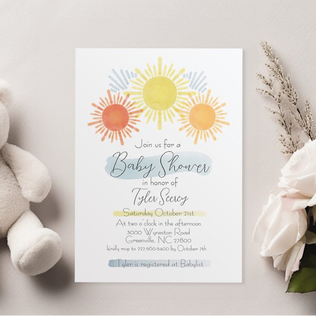 Här kommer Son | Sunshine Baby Shower Inbjudan (Skapare uppladdad)