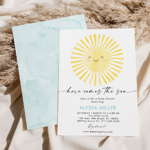 Här kommer Son Sunshine Baby Shower Inbjudningar