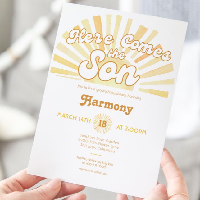 Här kommer Son Sunshine Baby Shower Inbjudningar (Skapare uppladdad)