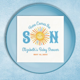Här kommer Son Sunshine Baby Shower Pappersservett
