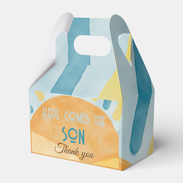 Här kommer Son Sunshine Blue Ray Baby Shower Presentaskar (Framsidan Sidan)