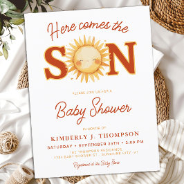 Här kommer Son Sunshine Boho Boy Shower Inbjudan Vykort