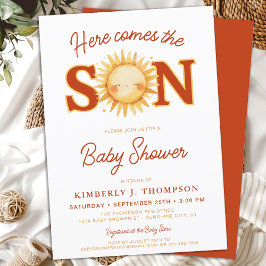 Här kommer Son Sunshine Boho Boy Shower Inbjudningar