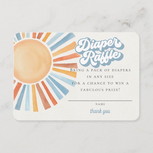 Här kommer son Sunshine Boy Diaper Raffle Card Tilläggskort (Framsida)