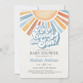 Här kommer Son Sunshine Boy Shower Inbjudningar
