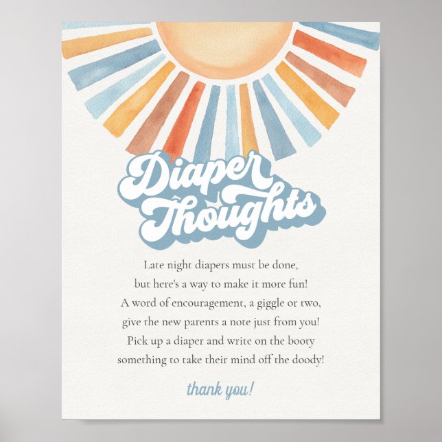 Här kommer Son Sunshine Diaper Thoughts Game Poster (Framsidan)