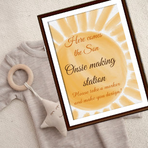 Här kommer Son Sunshine Ray Baby Shower Game Poster