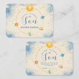 Här kommer sonen Baby Boy Shower Blöja Lotteri Tilläggskort