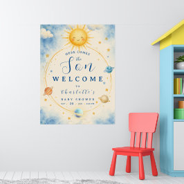 Här kommer sonen Baby Boy Shower välkomstaffisch Poster
