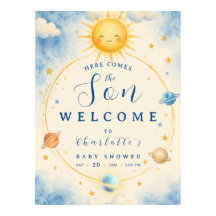 Här kommer sonen Baby Boy Shower välkomstaffisch