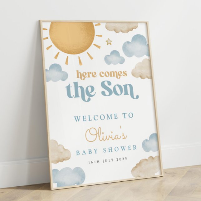 Här kommer sonen Baby Shower Affisch (Skapare uppladdad)