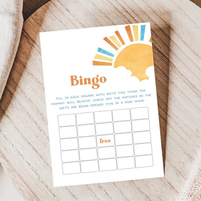 Här kommer sonen Baby Shower Bingo-spel (Here Comes the Sun Baby Shower Game)