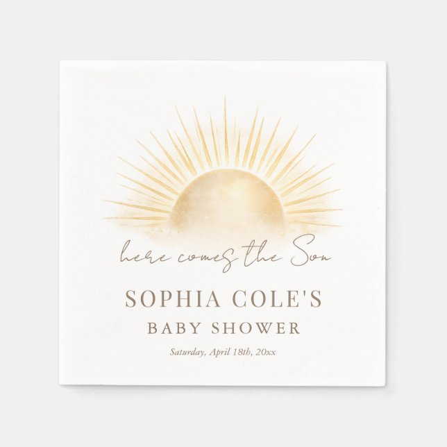 Här kommer sonen Baby Shower-fest Pappersservett (Framsidan)