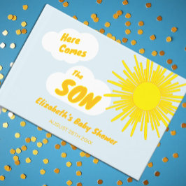 Här kommer sonen Baby Shower för pojke Gästböcker