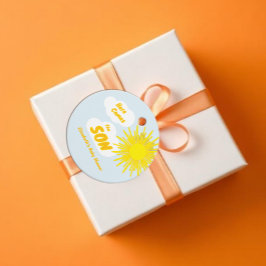 Här kommer sonen Baby Shower för pojke Gåvor Etiketter