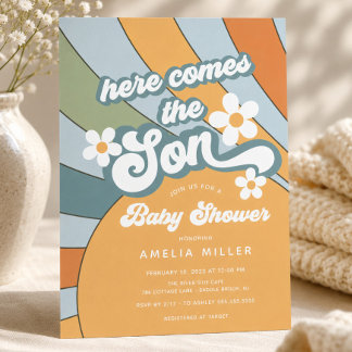 Här kommer sonen Baby Shower Inbjudan